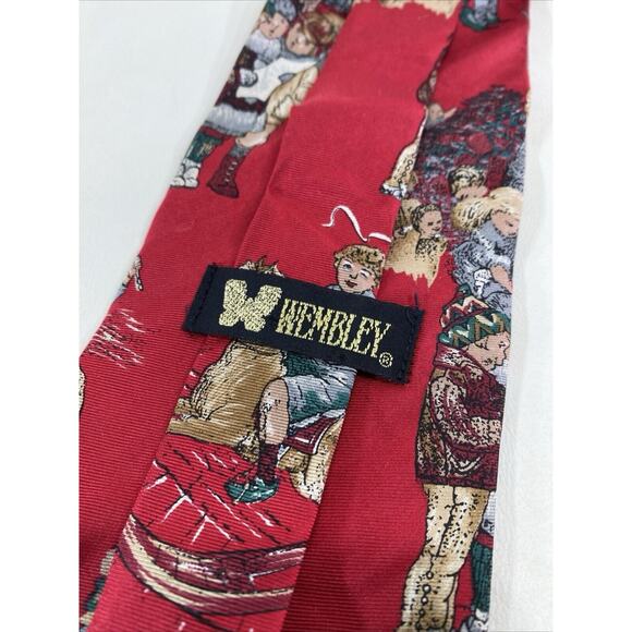 Vintage Wembley Red Silk Santa Claus 59” Christmas Tie - Picture 2 of 3